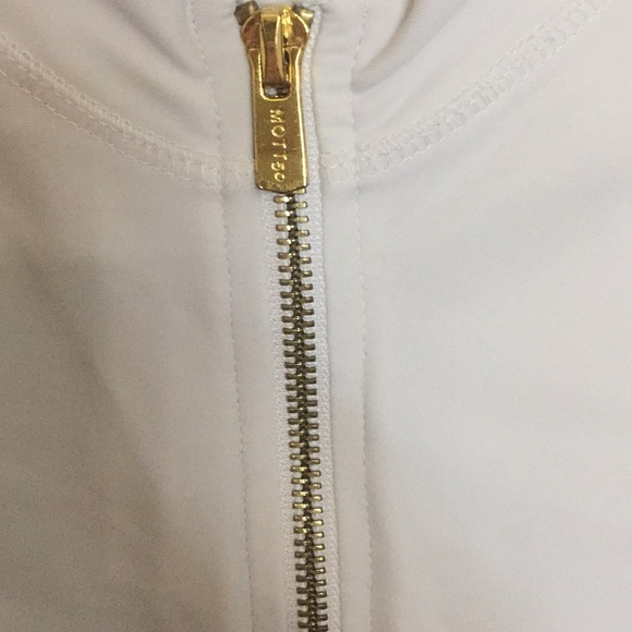 White/Gold Zipper Athletic Material Zip-Up Jacket - Picture 3 of 5